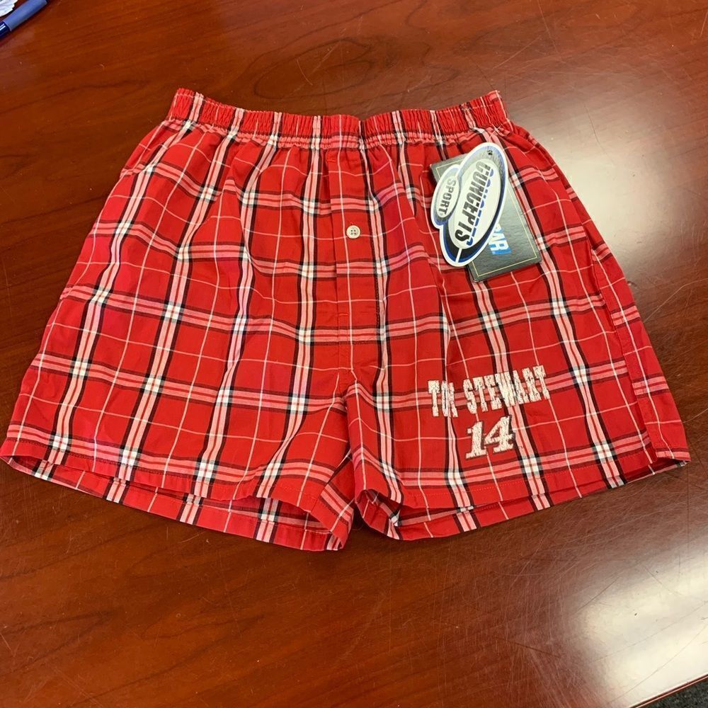 Nascar Tony Stewart Red Plaid Boxer Shorts sz S NWT